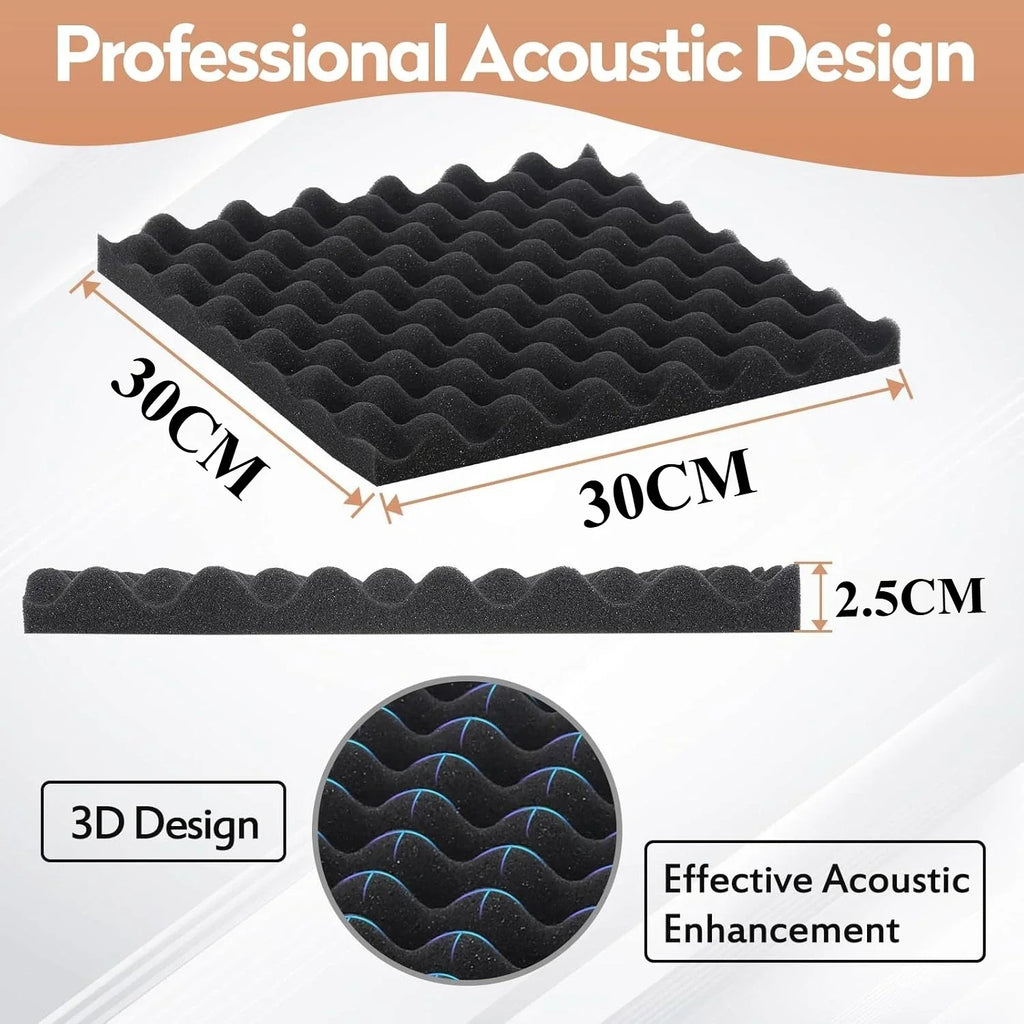 12PCS High Density Egg Crate Soundproofing Foam Panel Fire Resistant Acoustic Insulation for Studio Home Wall Noise Reduction Oasis Select