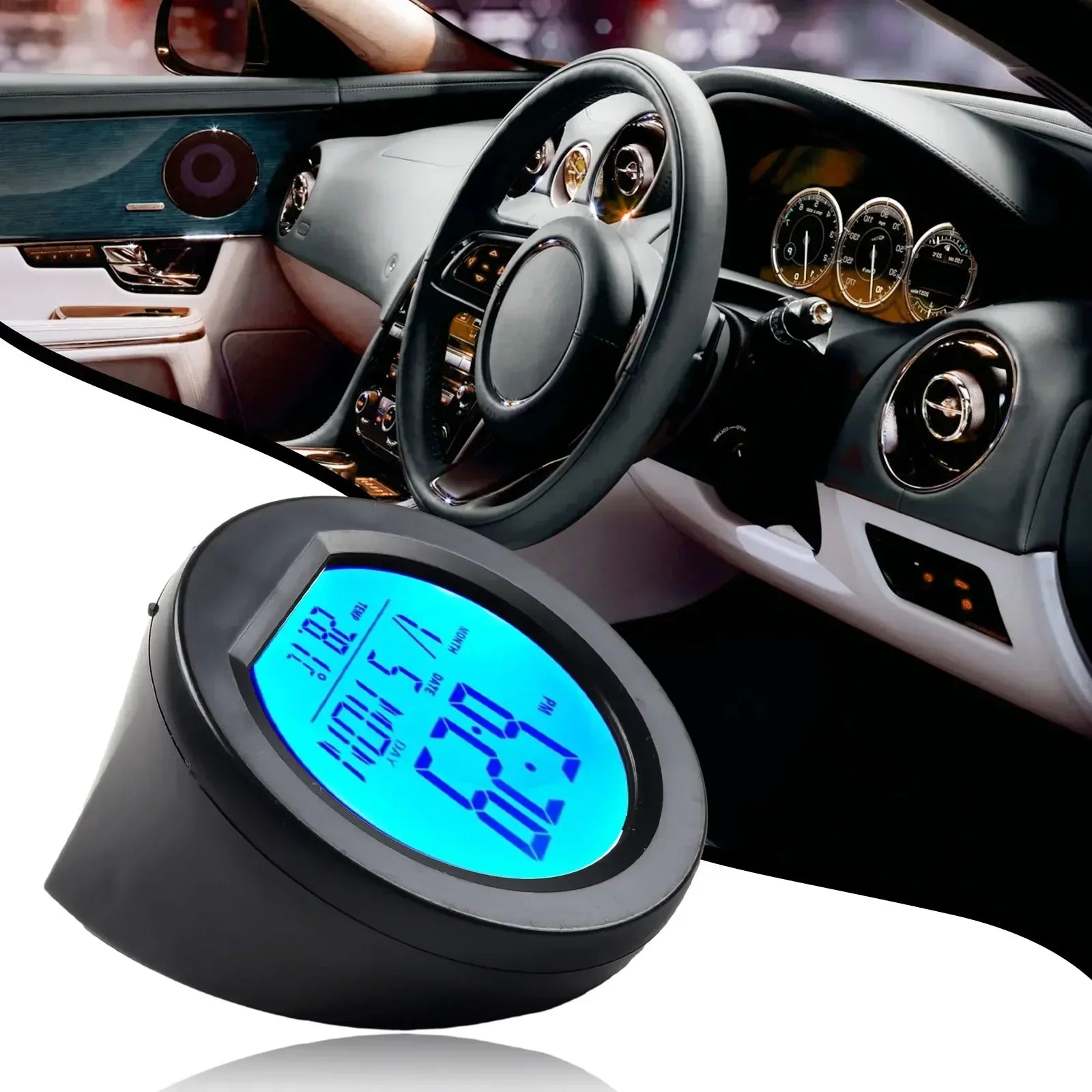 Brand New Car Clock Car&Truck Parts 0-50C Degrees Easy To Install Plastic 12/24 Hour Format Black Display Accurate Temperature Oasis Select