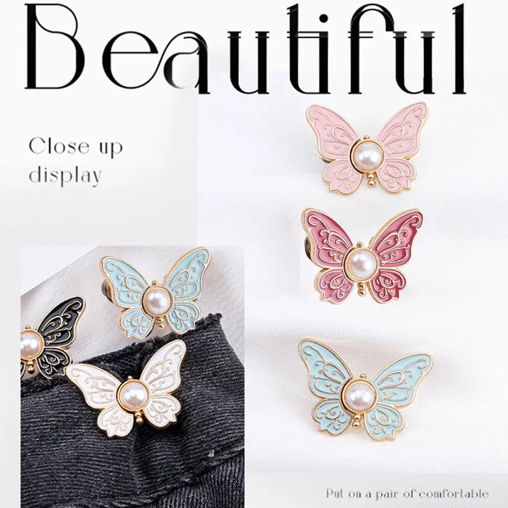 Butterfly Jean Button Pin – Adjustable No-Sew Waist Buckle