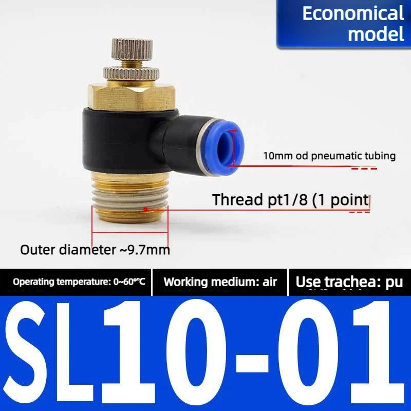 Quick Connect Pneumatic Connector "1/8" 1/4 "3/8" 1/2 M5 Air Speed Throttle Valve Regulating SL 4 6 8 10 12mm Valve Oasis Select Blue SL10-01