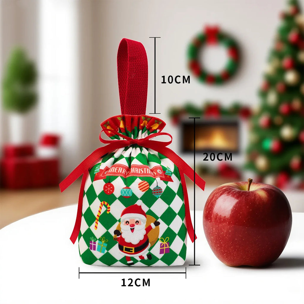 High Quality Velvet Christmas Gift Bag Drawstring Candy Box Reusable Diy Christmas Apple Bags Home New Year Party Decoration Oasis Select D other
