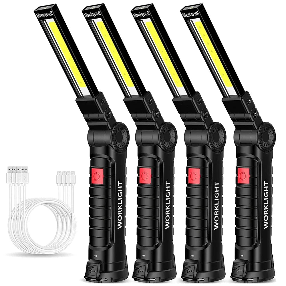 New Portable COB LED Flashlight USB Rechargeable Work Light Magnetic Lanterna Hanging Lamp with Built-in Battery Camping Torch Oasis Select