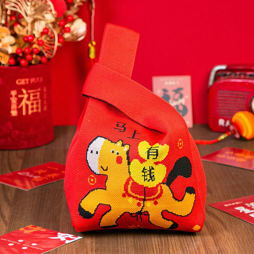 Year of the Horse Knitted Tote Bag | Reusable Gift Bag 2026
