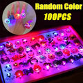 50-200PCS Halloween Glow Pumpkin Ring Cartoon Finger Light for Party Favor Small Gift Spooky Fun Night Rave Accessory Oasis Select Halloween 100PCS