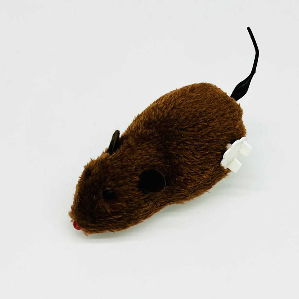 1pc Durable Interactive Clockwork Mouse Toy - Running Rat Plush for Cats & Small Dogs, Battery-Free, All Breed Sizes Oasis Select Middle Brown