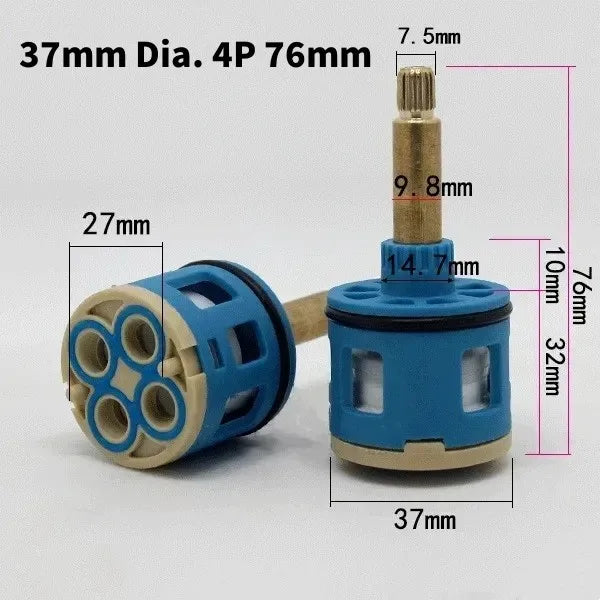1PC Watersaving Replacement Ceramic Spool Shower Room Faucet Water Mixer Tap Cartridge Replace Valve Kitchen Bathroom Accessory Oasis Select 37mm Dia. 4P 76mm