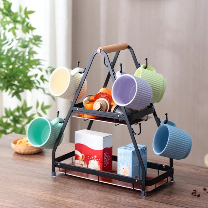 Mug hanger glass water cup rack kitchen living room desktop storage rack hook coffee cup holder Oasis Select