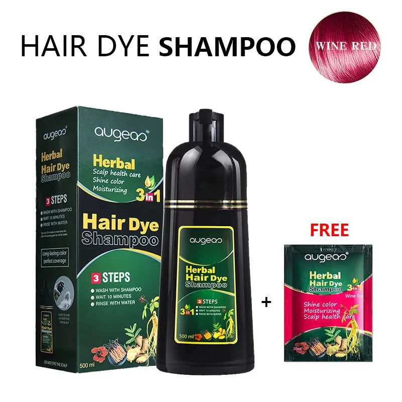 Herbal Plant Hair Dye Shampoo – 6 Colors, Grey Coverage Hair Dye Shampoo Oasis Select 500ml Wine Red