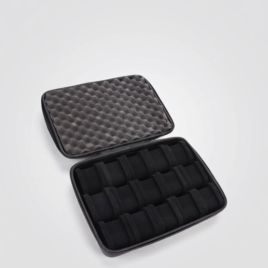 Hard-Shell 15 Slots Watch Storage Organizer Case, Watch Carry Box Fit Large And Small Watches, With Soft Foam Pillow Oasis Select