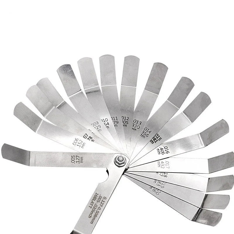 16 Blades 0.127 to 1MM Feeler Gauge Metric Gap Filler Gage Measurment Tool For Engine Valve Adjustment Feeler Gauge Valve Shim Oasis Select