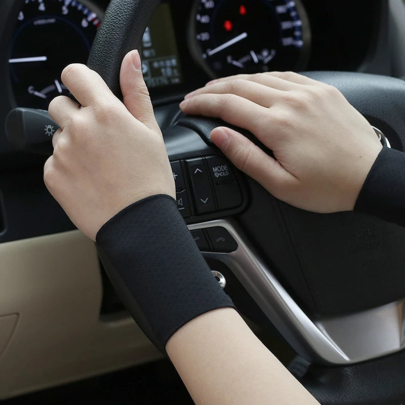 1Pair Elastic Wristband Breathable Summer Ice Silk Cooling Sweat-absorbent Sports Cycling Running Wrist Straps Oasis Select Black 8cm