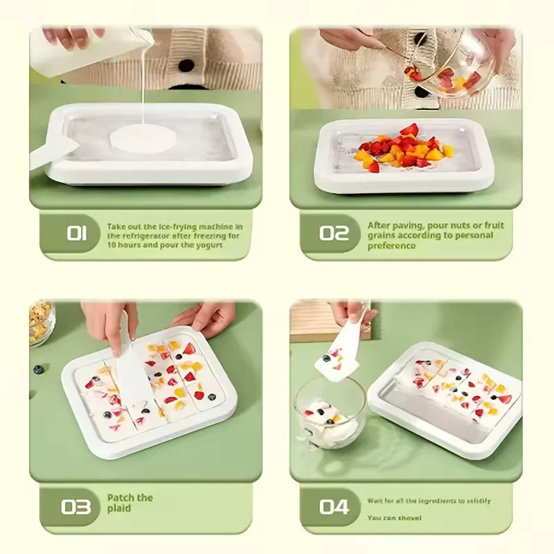 Household Ice Cream Maker Pan with 1 Scraper Instant Rolled Ice Cream Maker DIY Sorbet Frozen Yogurt Maker Ice Stir Fry Machine Oasis Select