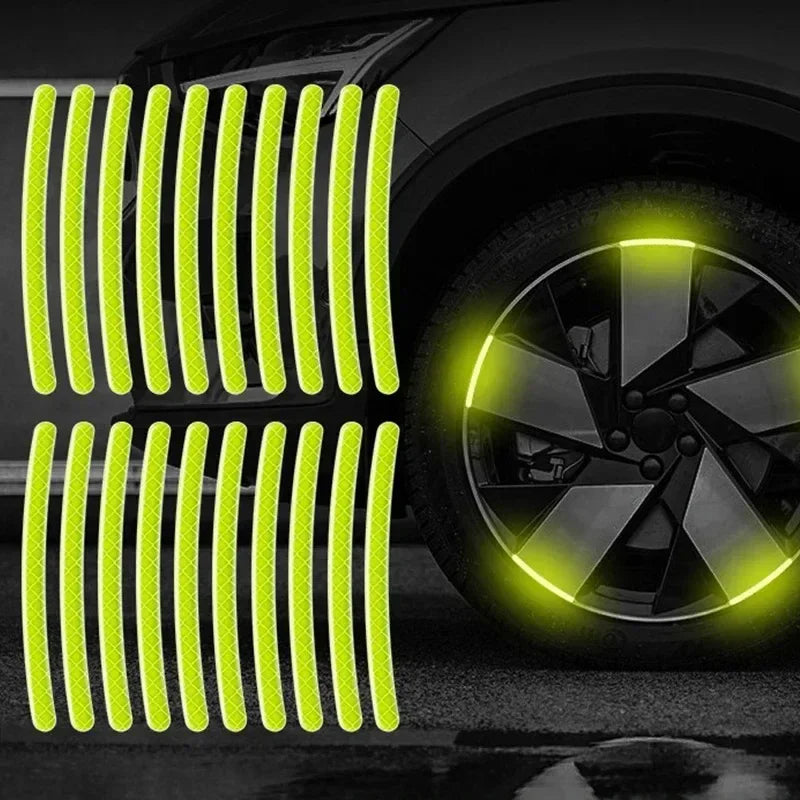 Car Wheel Hub Reflective Sticker Tire Rim Reflective Strips Luminous for Night Driving Car Bike Motorcycle Wheel Sticker Oasis Select 20Pcs Green