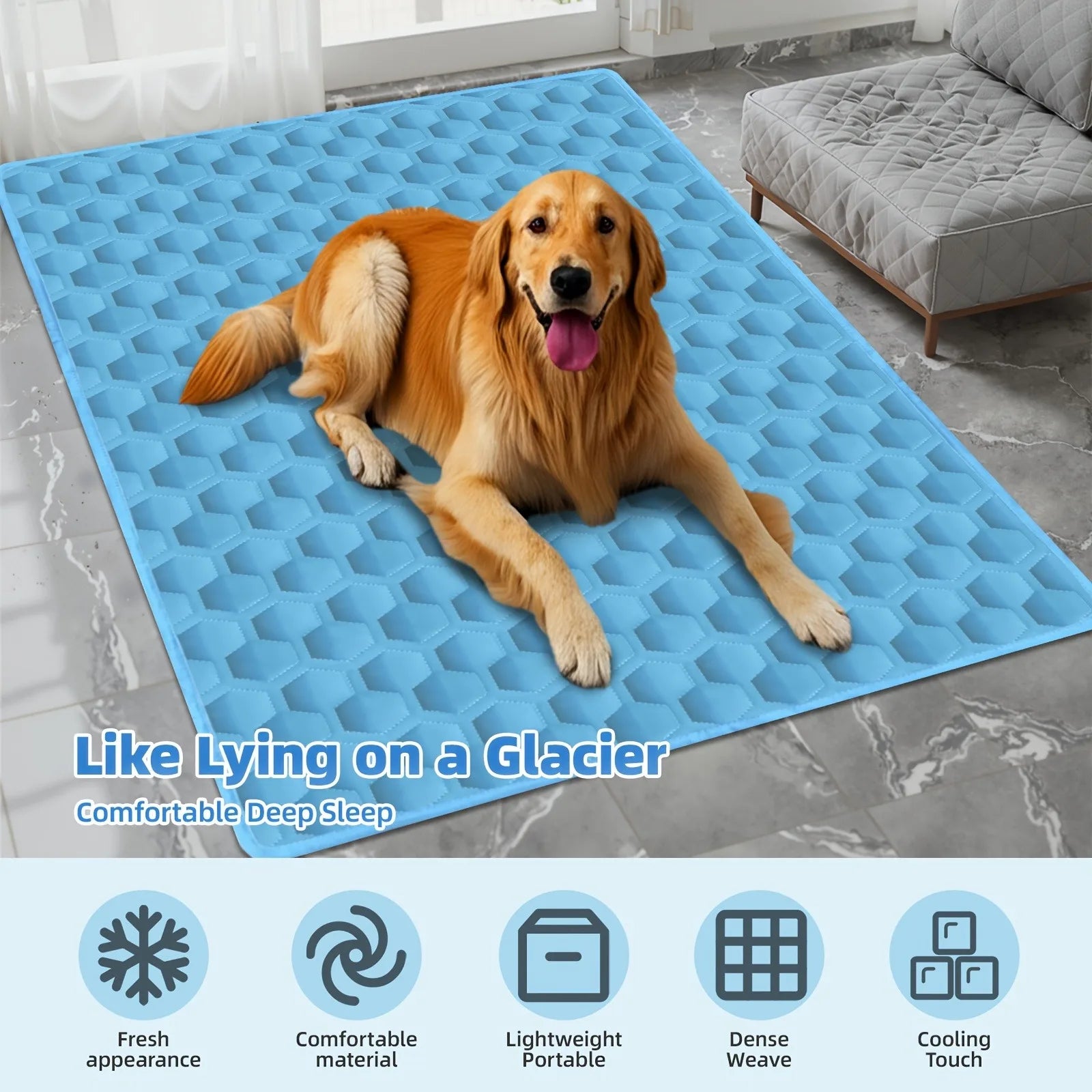 [2026 Ice-Cool Upgrade] Summer Pet Cooling Pad Dog Bed，Breathable Mesh Bed, Suitable for Small, Medium, And Large Pets Oasis Select Blue XL-70x100cm