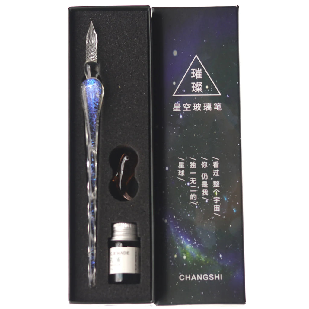 Star glass pen dipped in fountain pen gift box gold powder color ink set for students, net red Tiktok creative gift pen Oasis Select 4