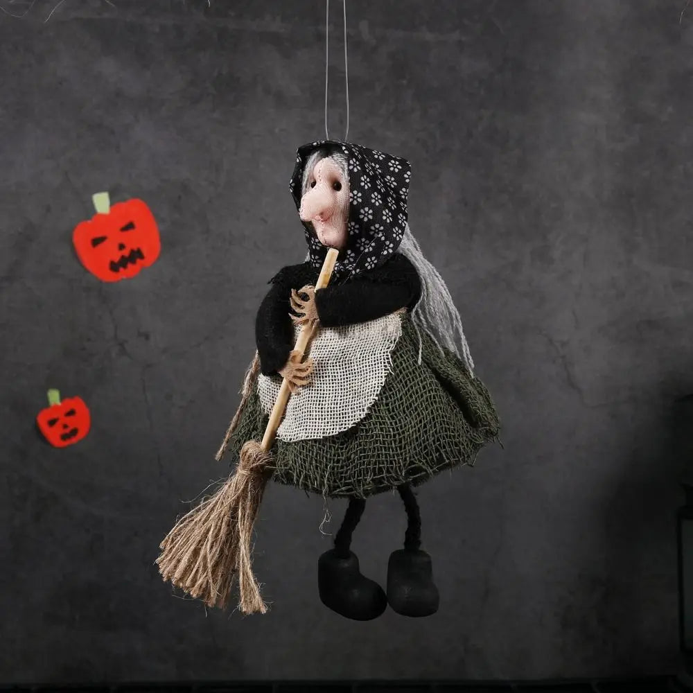 Halloween Witch Apron Ornament | Cute Broom Pendant Decor