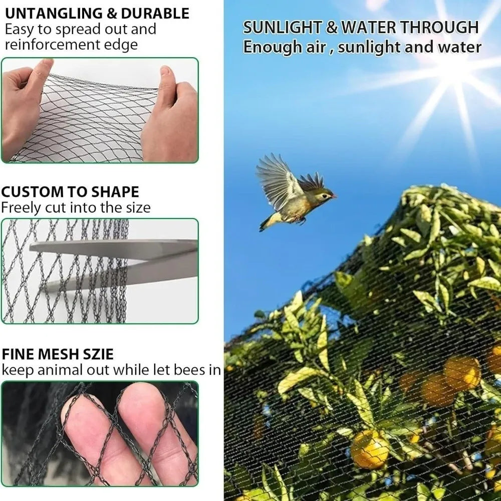 Anti Bird Garden Netting Mesh Reusable Heavy Duty Pond Fencing Mesh PE Material Black Plant Netting Vegetable Protection Oasis Select