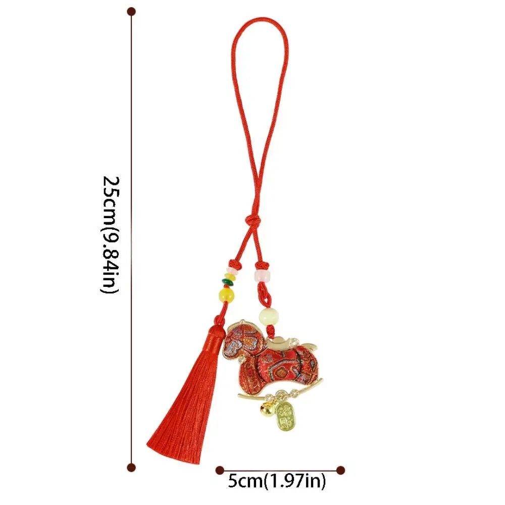 Chinese Style Pony Embroidered Pendant Satin Brocade New Year Horse Pendant Spring Festival Tassel Horse Hanging Decoration Oasis Select
