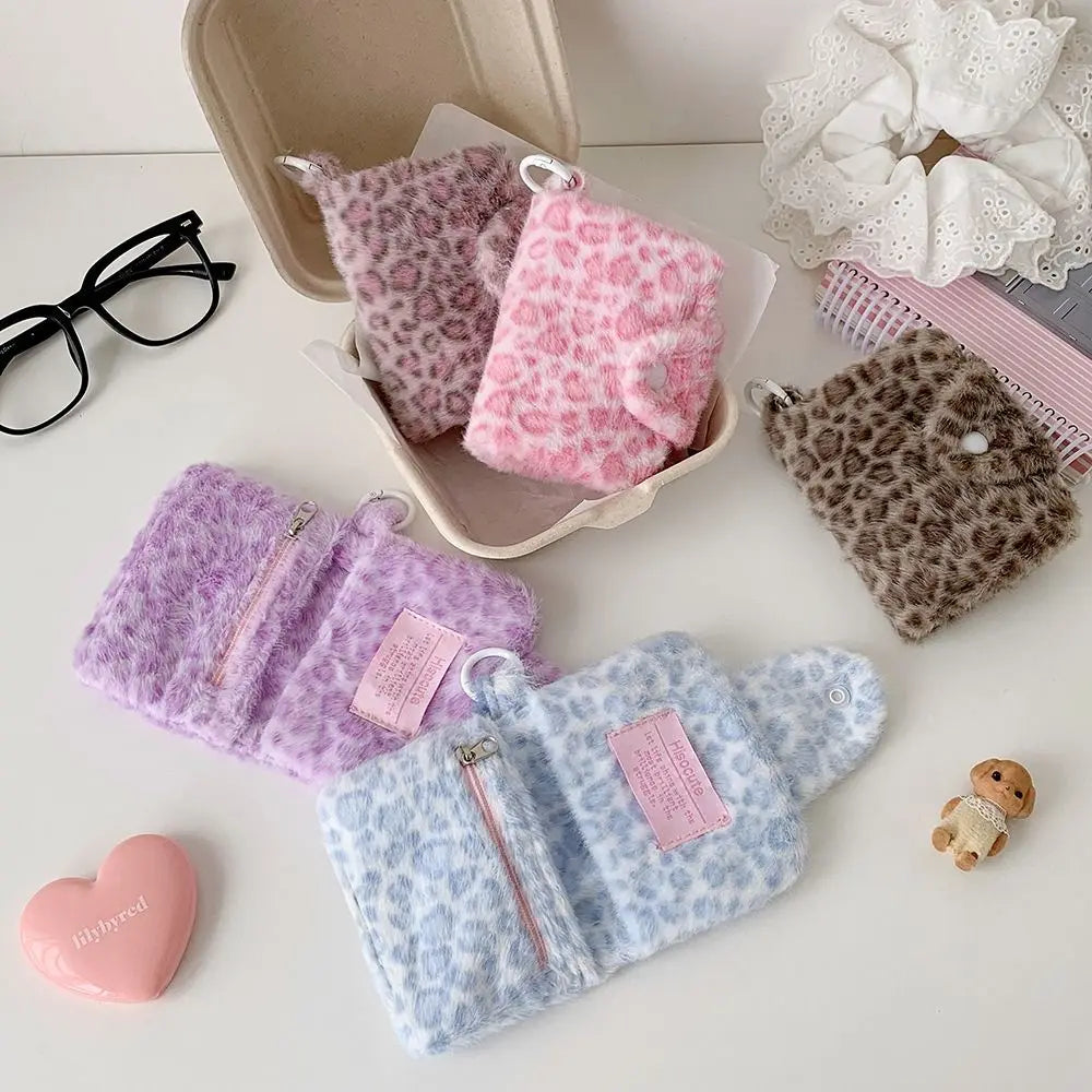 INS Leopard Coin Purse Small Wallet Sweet Storage Pouch Multi-functional Cosmetic Bag Lipstick Holder Portable Card Case Oasis Select