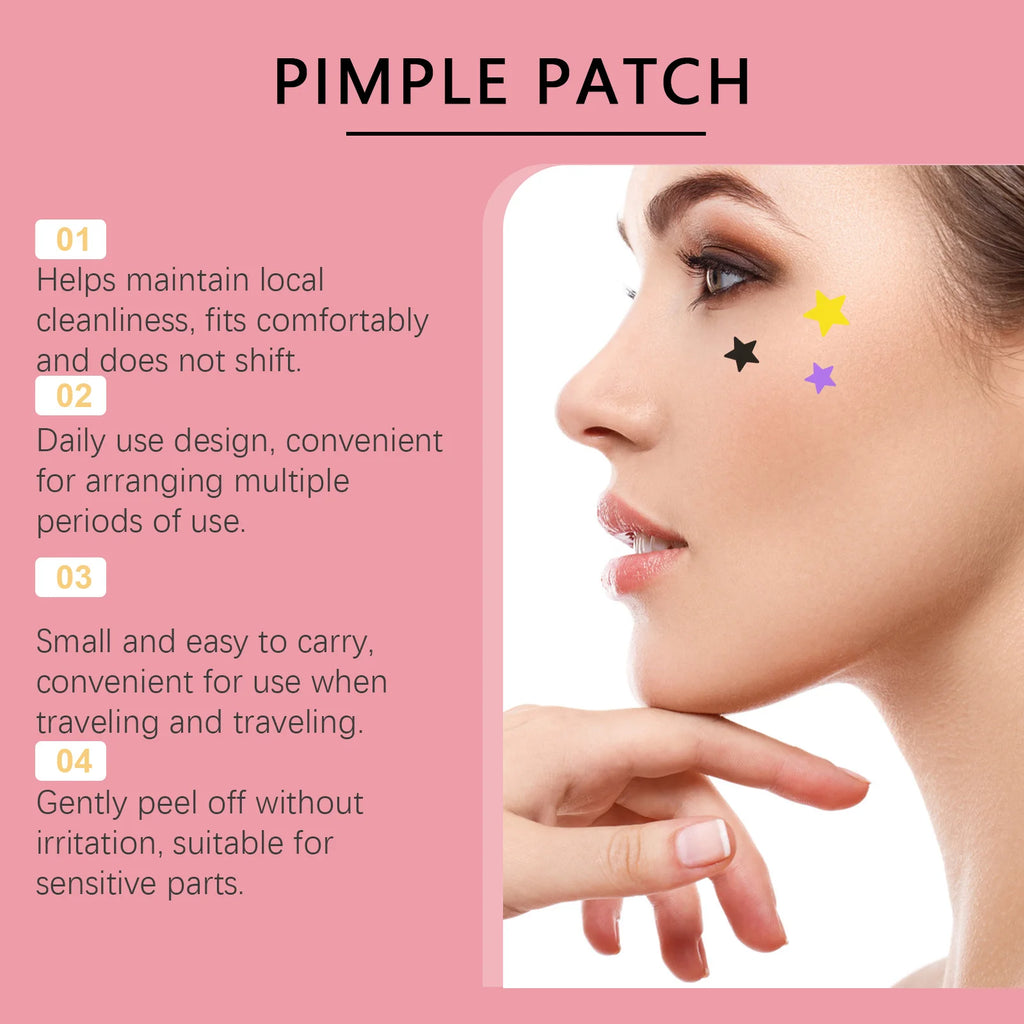 Star Shaped Pimple Patches Covering Zits Fade Blemishes Hydrocolloid Invisible Pimple Removal Tool Multi-Color Star Acne Patches Oasis Select