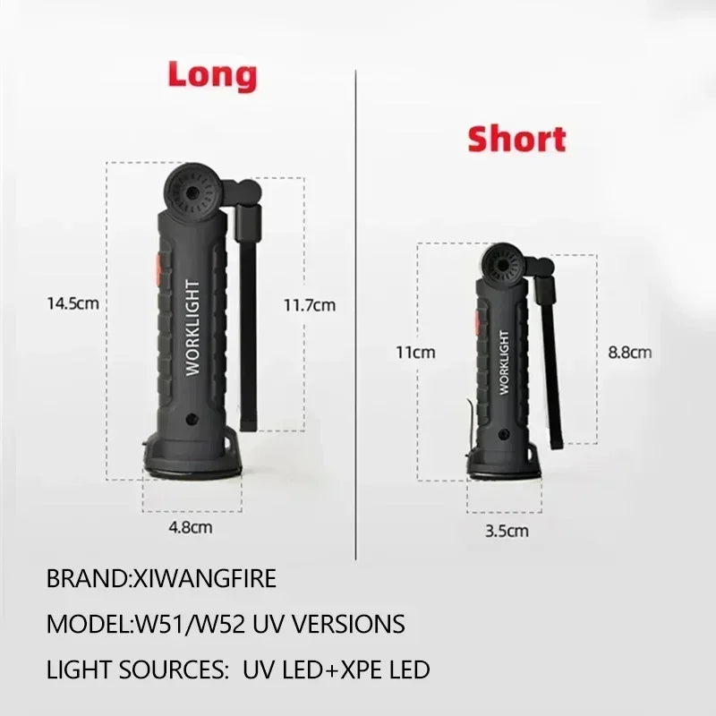 Multi-functional UV Flashlight USB Rechargeable Black Light Torch 5 Modes Emergency Red and White Light Flashlight Work Light Oasis Select