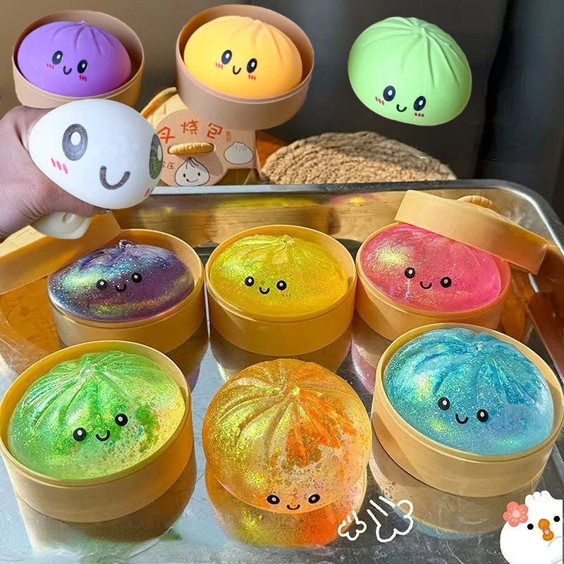 Colorful Dumpling Squishes Stress Balls, Reusable Slow Rebound Decompression Toys, Dough Ball for Stress Relief & Children Gift Oasis Select