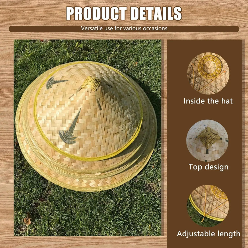 Chinese Retro Straw Hat Fisherman Hat Handmade Weave Straw Bucket Hat Tourism Rain Dance Props Cone Fishing Sunshade Hat Oasis Select