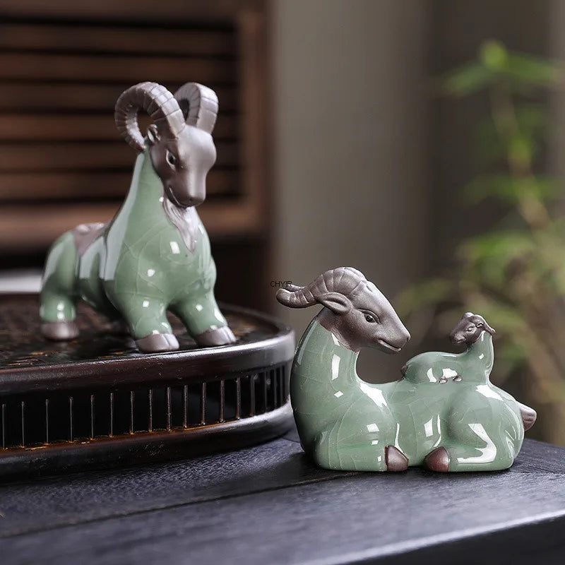 Purple Clay Tea Pet Sheep Figurine Ceramic Personalized Creative Wealth-Attracting Desktop Tea Pet Twelve Zodiac tea pet Oasis Select