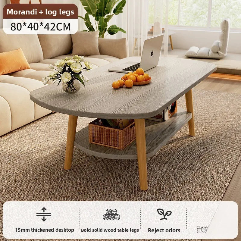 Coffee table living room small apartment multi-functional small tea table Nordic simple homestay double-layer small table Oasis Select M-Y-80CM