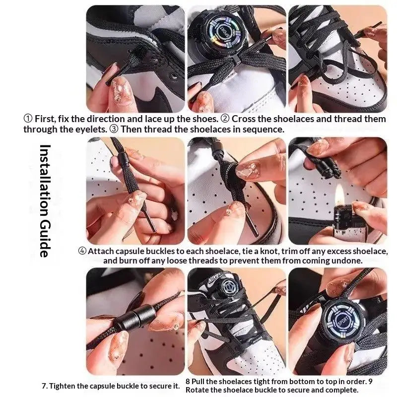 1 Pair Of No-Tie Sport Locks - Rotating Buckles For Thick Laces, Quick Fasten Unisex For Outdoor & Athletic Shoes Oasis Select