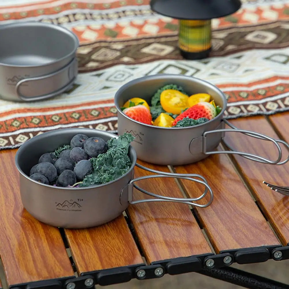 Titanium Camping Cookware Set Ultralight Pot Pan Bowl with Handle for Backpacking Hiking Outdoor Picnic Cooking Utensils Oasis Select