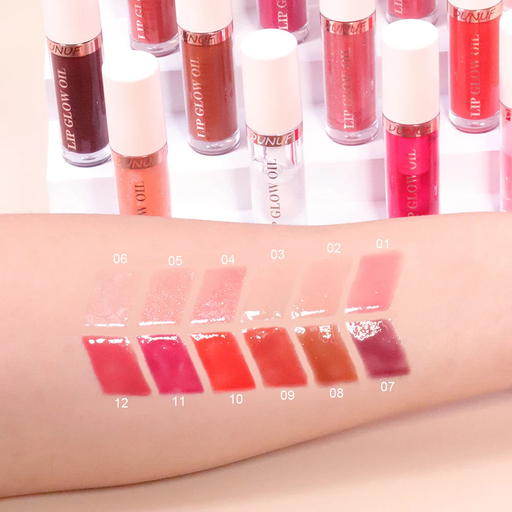 DUNUF Lip Glow Oil Moisturizing Lip Gloss Plumping Lip Oil Tinted Hydrating Lip Care Transparent Lip Balm Beauty Makeup Cosmetic Oasis Select