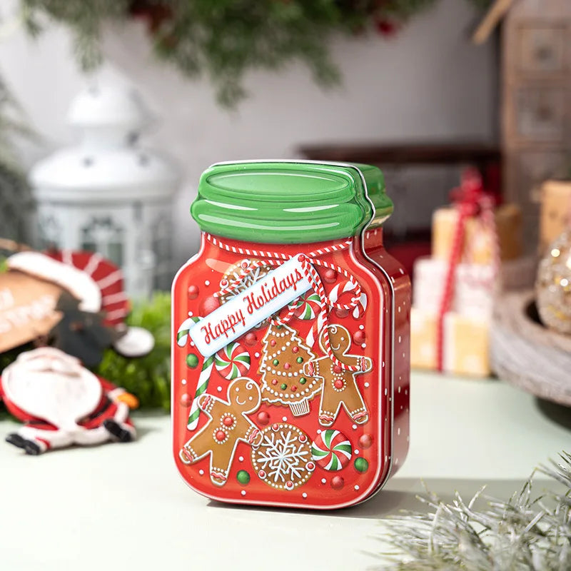 Christmas Tin Box Candy Cookie Box Biscuit Chocolates Gift Metal Tin Box with Lid Containers for Xmas Party Decor Supplies Oasis Select Style 3