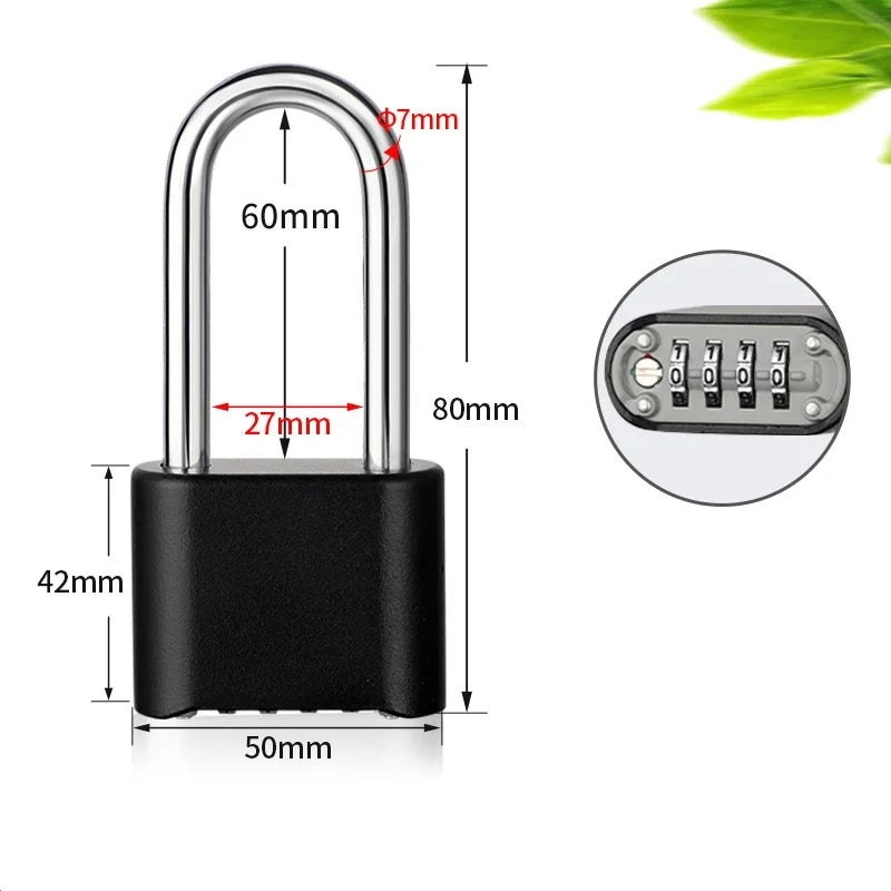 Big 4 Digit Combination Lock Shackle Outdoor Waterproof Padlock for School Gym Locker Gate Hasp Storage Box Fence Case Door Lock Oasis Select Black-style3