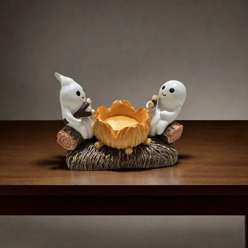 Halloween Home Decoration Ghost Candle Holder Without Candles Decorative Metal Stand Unique Ghost Design Perfect for Spooky Oasis Select