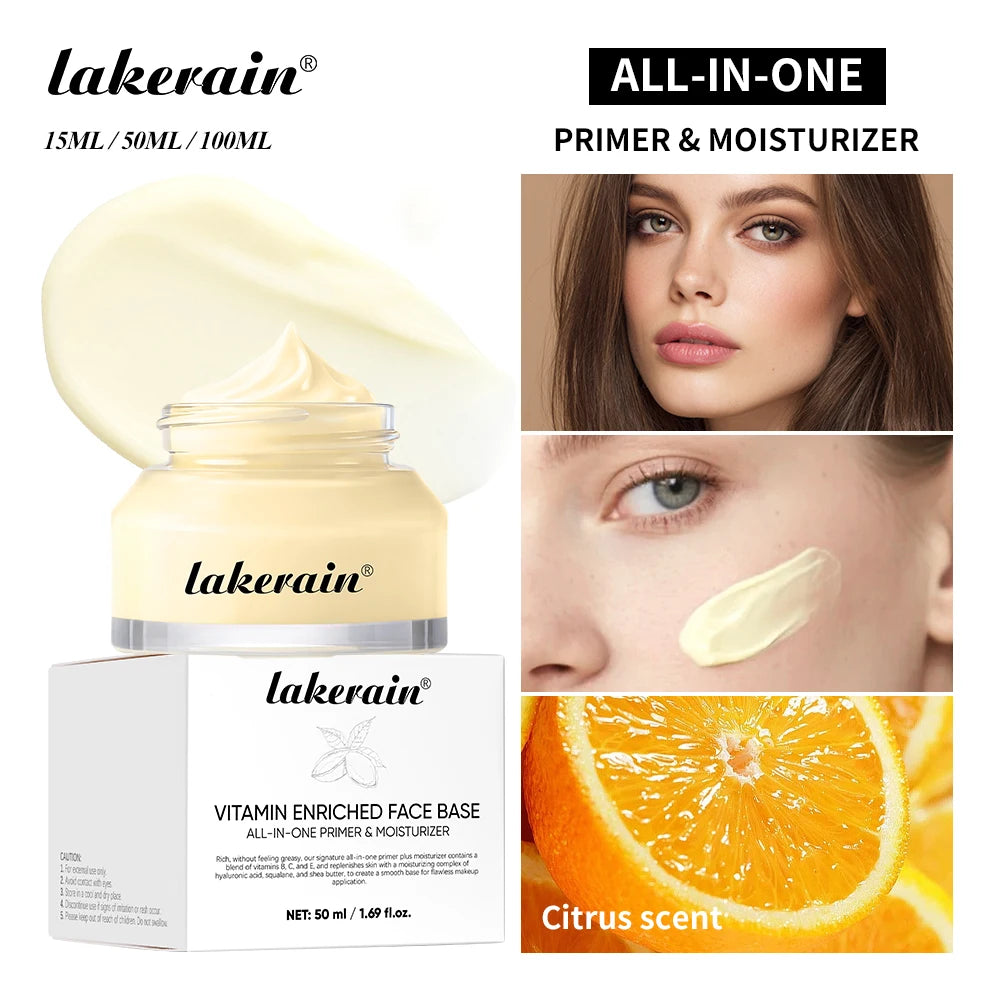 Lakerain Vitamin Facial Base Cream Long Lasting Makeup Nourishes Skin Deep Hydration Smoothly Flawless Smooth Pores Base Cream Oasis Select