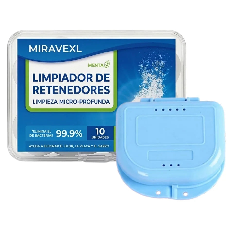 MIRAVEXL Denture Retainer Cleaning Effervescent Tablets And Storage Box Set Orthodontic Mouthguard Care Deep Clean Stain Removal Oasis Select 1PCS-XP5052-YH001