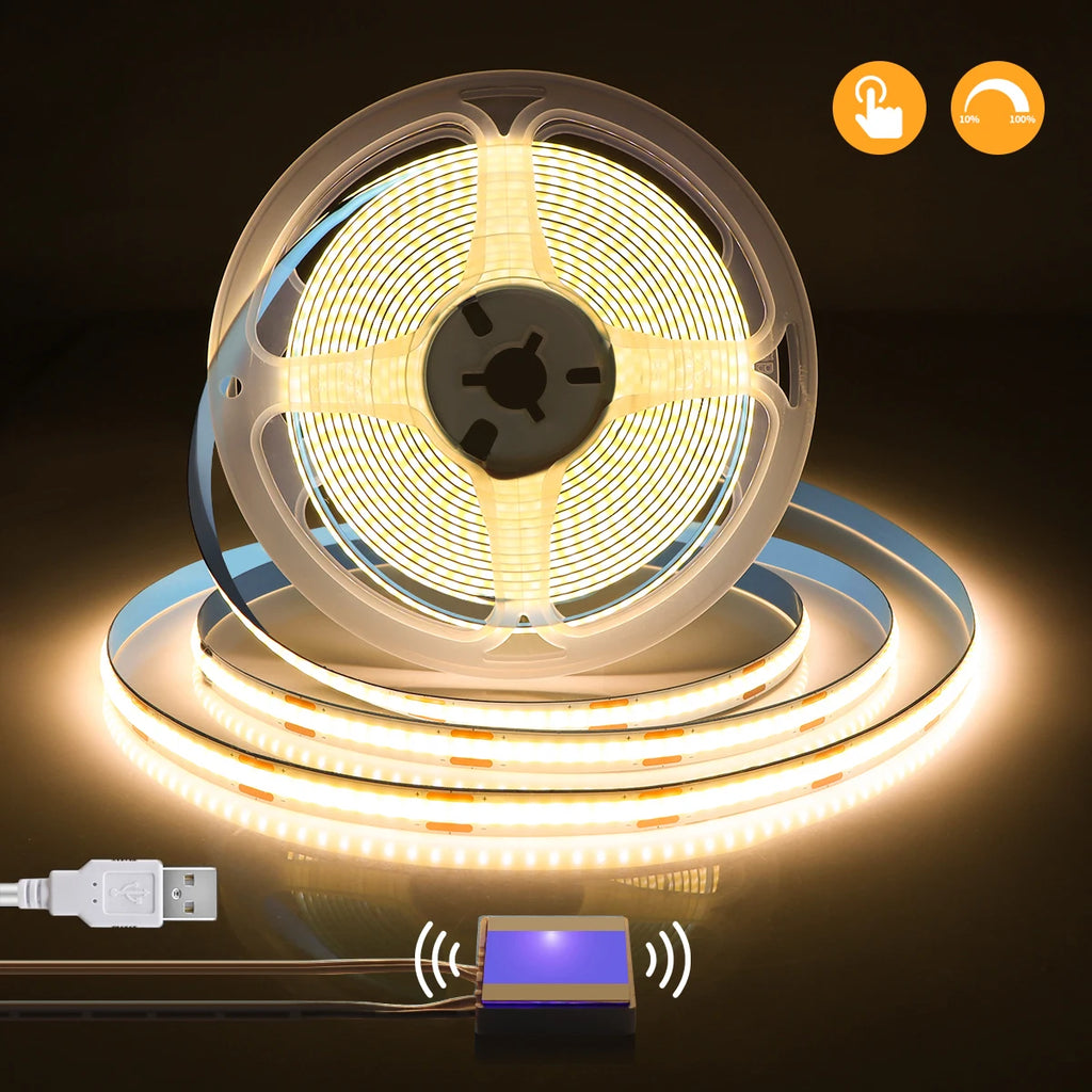 Bathroom Vanity Mirror Light COB 5V USB LED Strip With Penetrate Mirror Touch Sensor Dimmable Switch Makeup Mirror Backlight Oasis Select
