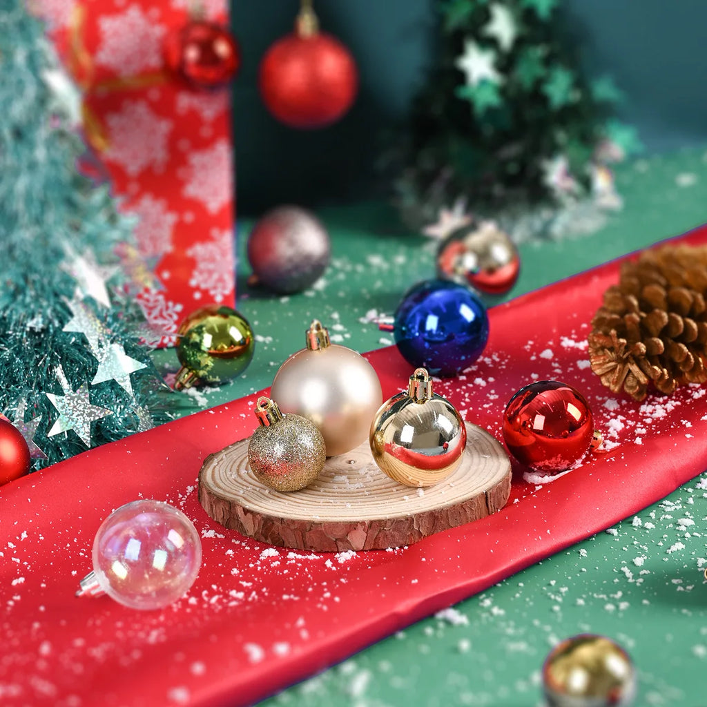 24pcs 3cm Christmas Balls Christmas Tree Ornaments Ball Xmas Hanging Tree Pendants Home Party Christmas Tree Decor New Year Gift Oasis Select