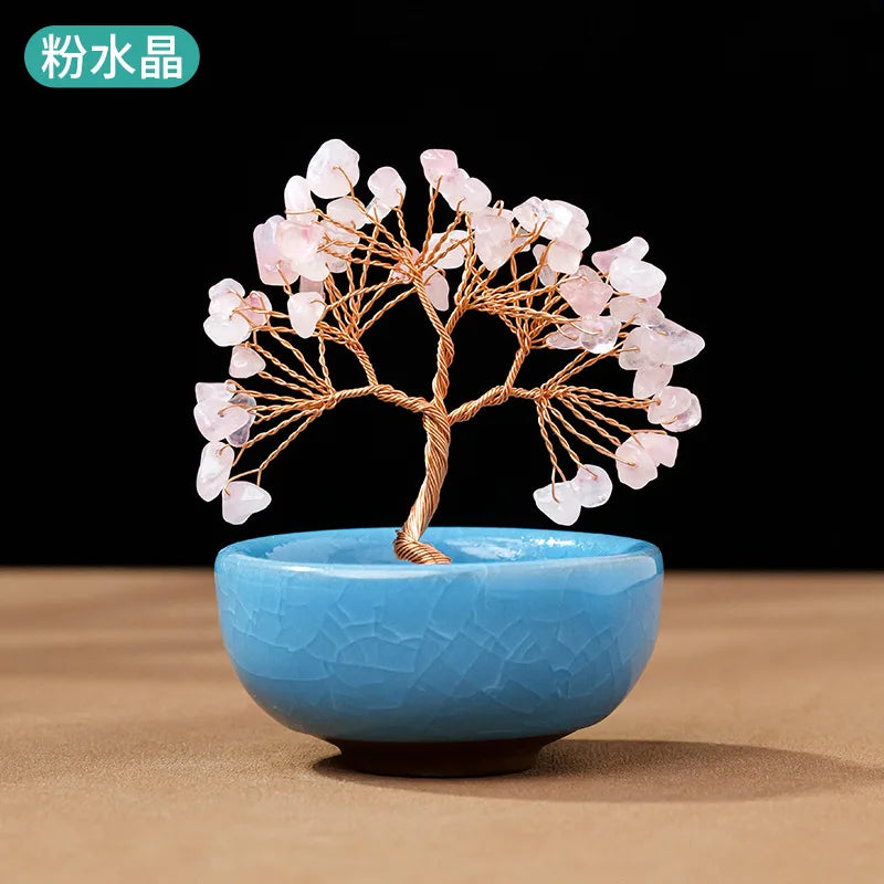 Treasure Basin Crystal Wealth Tree Tea Cup Base Crystal Tree Creative Crystal Decoration Home Decoration Accessories Oasis Select J