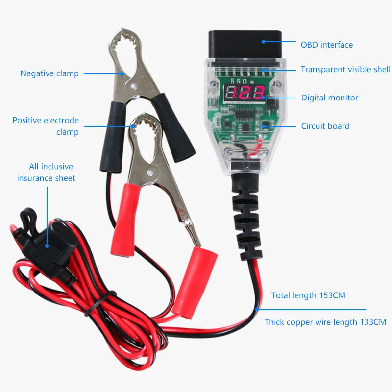 1PC Auto Repair Add-Ons With Digital Display Car Battery Tester, Safe OBD Computer ECU Memory Backup Tool Oasis Select Default Title