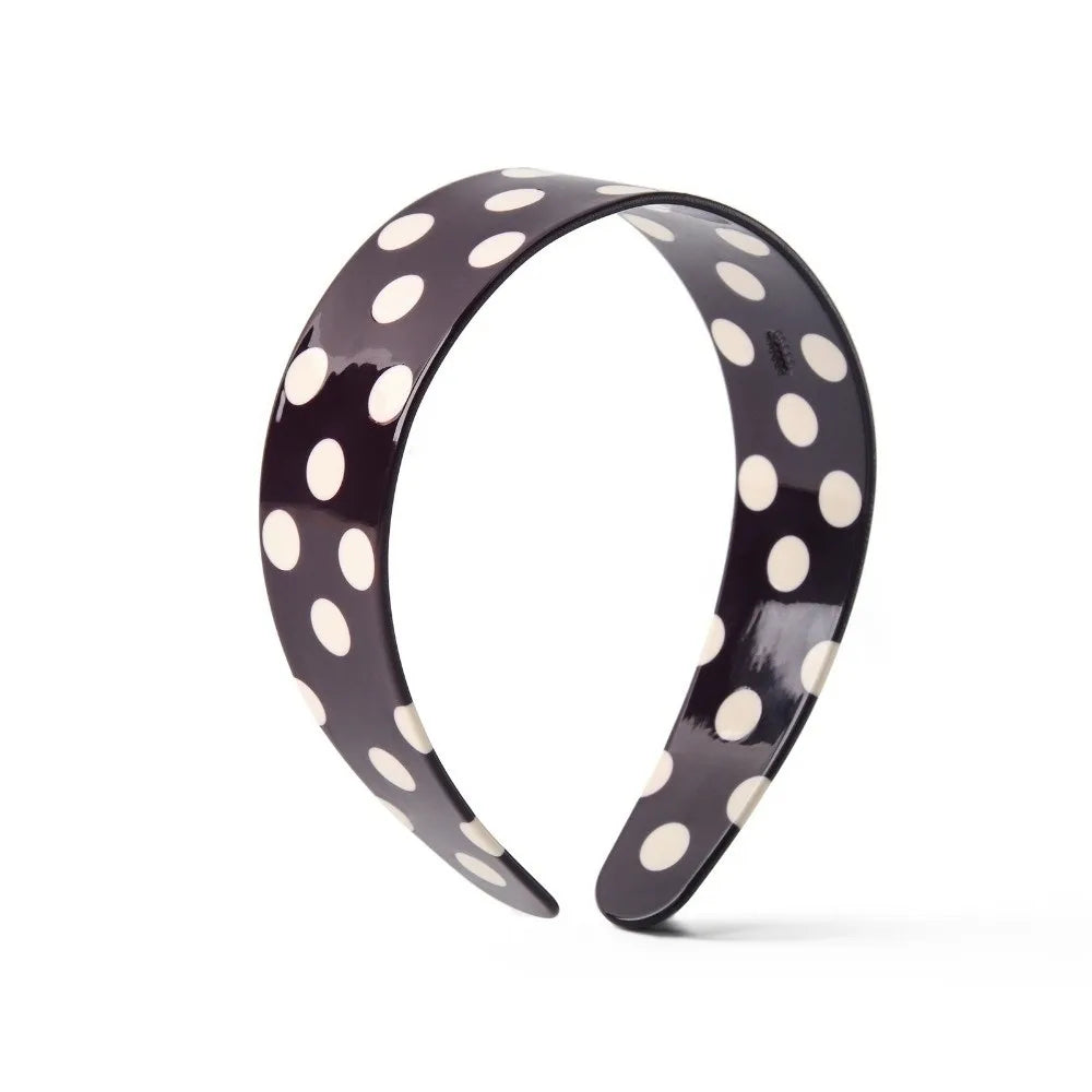New Colorful Polka Dots Headband Boho Elastic Acetate Hair Bands Black Wide Hair Hoop Hair Accessories Oasis Select Purple