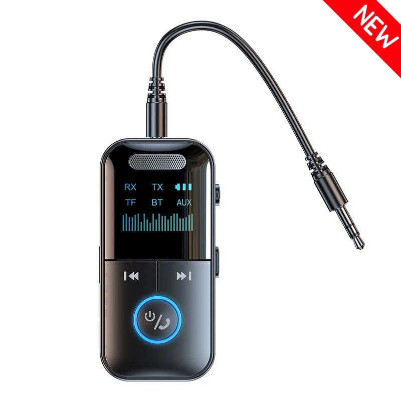 4 in 1 Bluetooth 5.4 Audio Receiver Transmitter 3.5MM AUX TF Card Stereo Music LED Display Wireless Adapter With Mic For Car TV Oasis Select GT69
