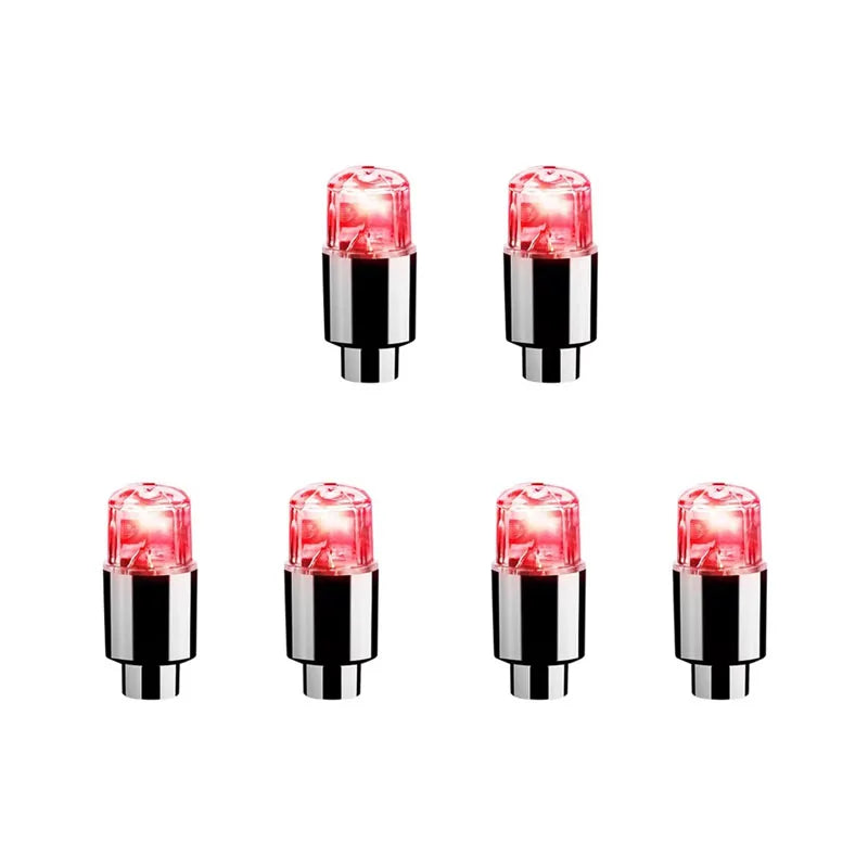 2/4/6/8Pcs Car Light Bicycle LED Tire Lights Universal Car Neon Lamp Valve Cover Lights Tire Colorful Flashing Bulb Decoration Oasis Select 6pcs Red