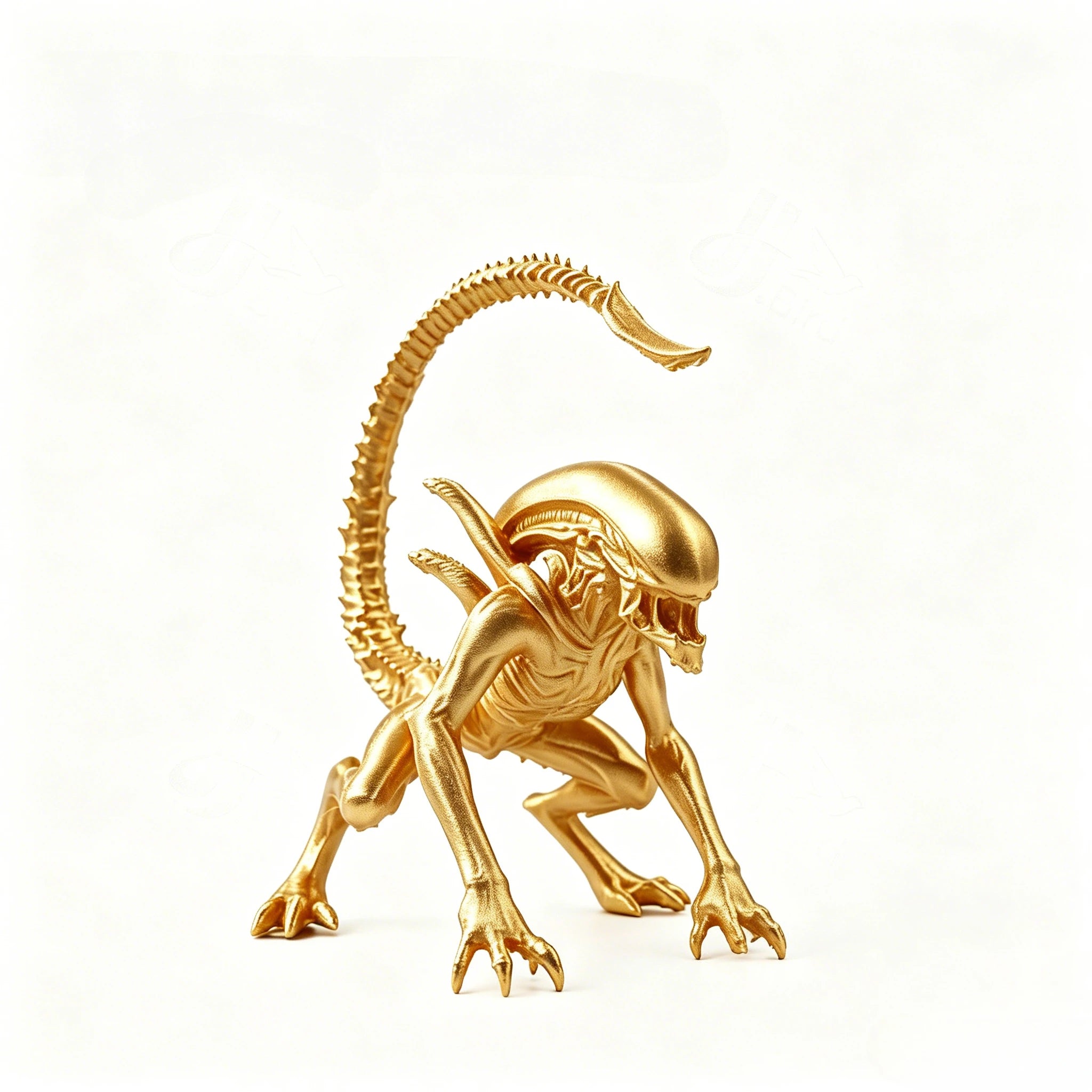 Alien Sci-Fi Monster Sculpture 3D Printed Dark Fantasy Figurine Gothic Desktop Collectible Ornament for Game Room Decor Gift ﻿ Oasis Select gold