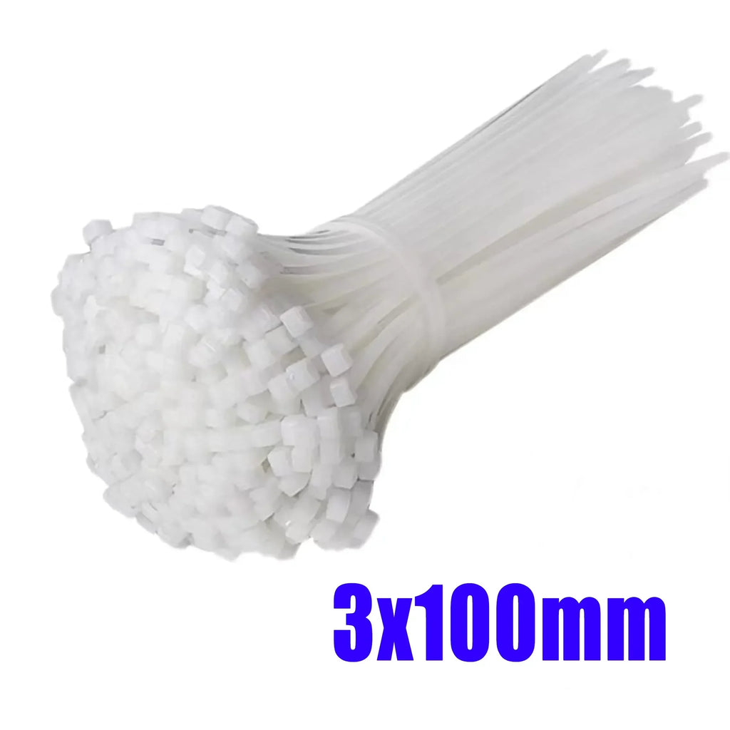 Cable Tie Cable Binder Plastic Ties Outdoor Resistant Zip Ties Multi-Purpose Self-Locking Wraps Management Bundles Oasis Select White-3x100mm 400pcs
