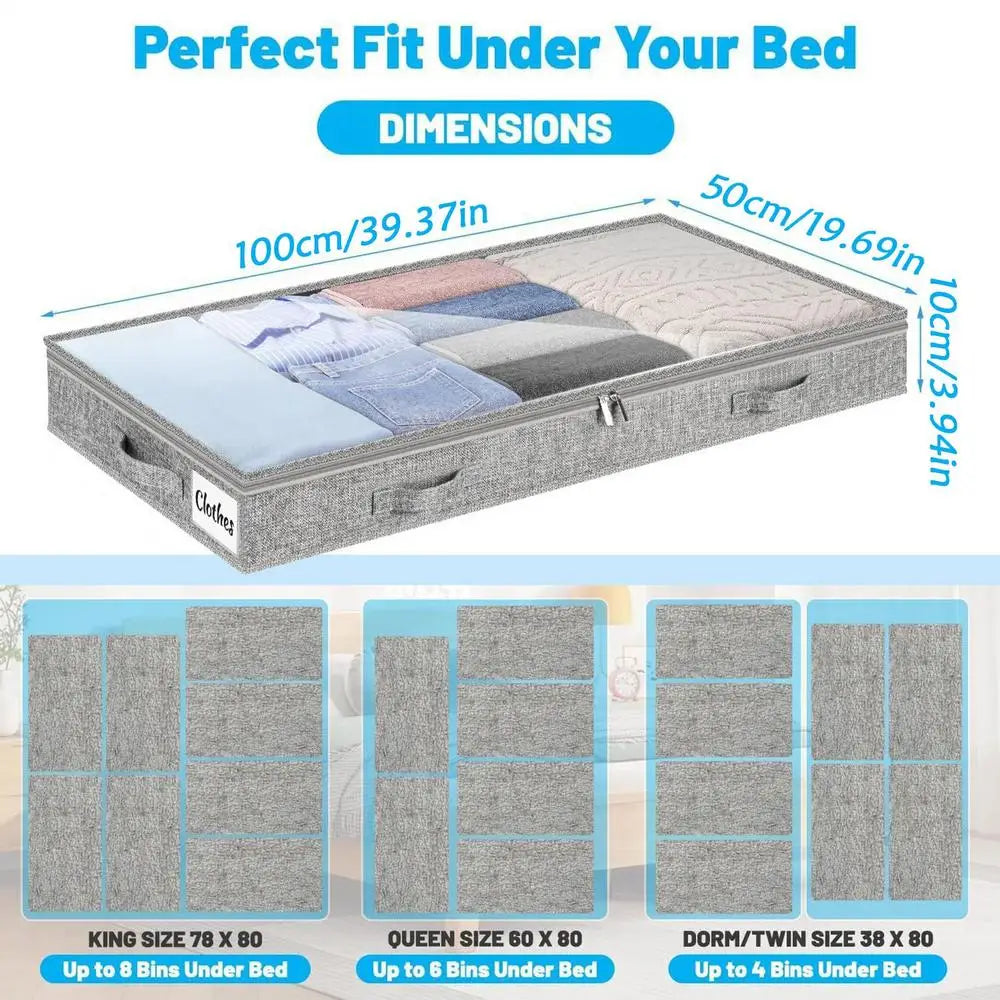 Clothes Storage Bins Under Bed Storage Containers Large Capacity Blanket Box for Bedding Quilt Comforter Sweater Shoes Bedroom Oasis Select Gray