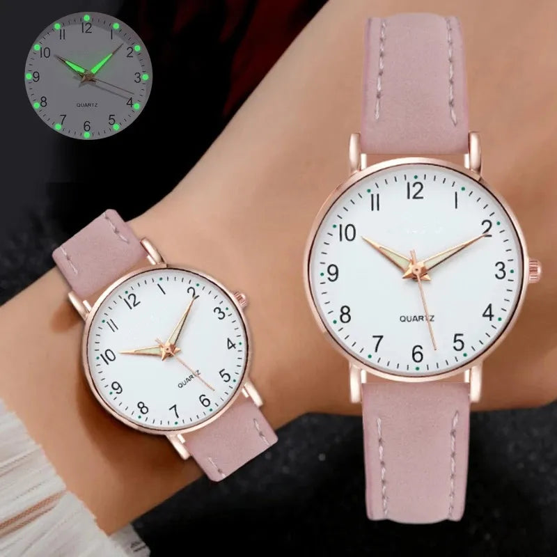 Women's Diamond Luminous Retro Quartz Watch – Leather Strap Ladies Quartz Watch Oasis Select