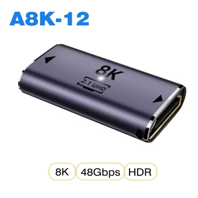 HDMI2.1 Cable Adapter HDMI Male to Female Converter Adapter Support 8K 60Hz 4K 120Hz 48Gbps For HDTV Computer Laptop Monitor Oasis Select A8K-12