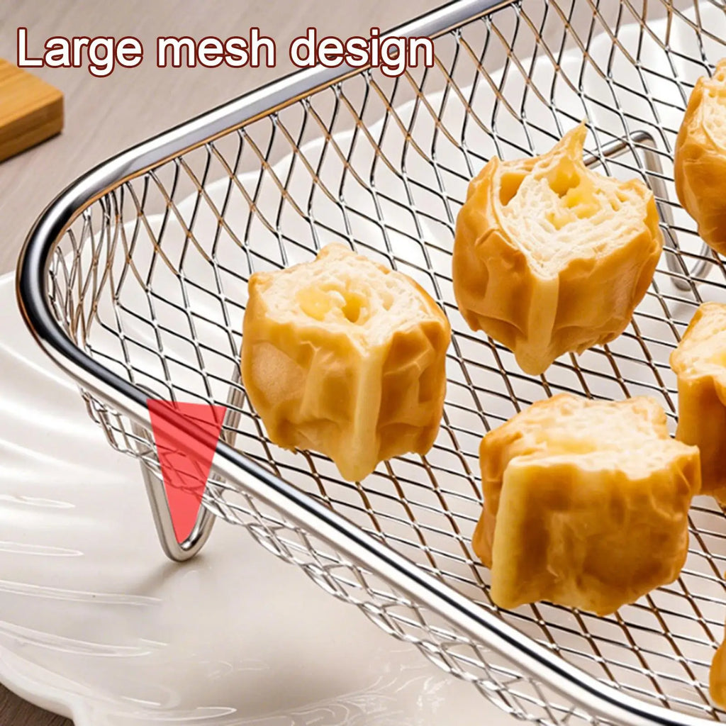 Air Fryer Rack Stainless Steel Stackable Grill Food Dehydrator Basket Air Fryer Accessory Cook Several Food Mesh Basket Oasis Select